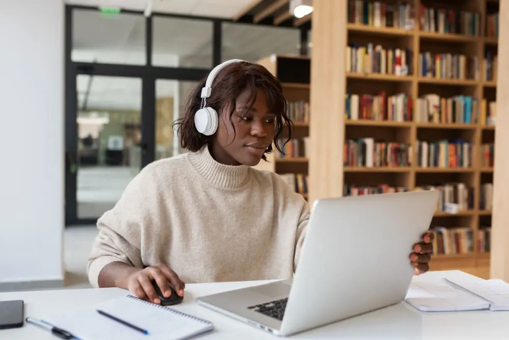 Person studying online